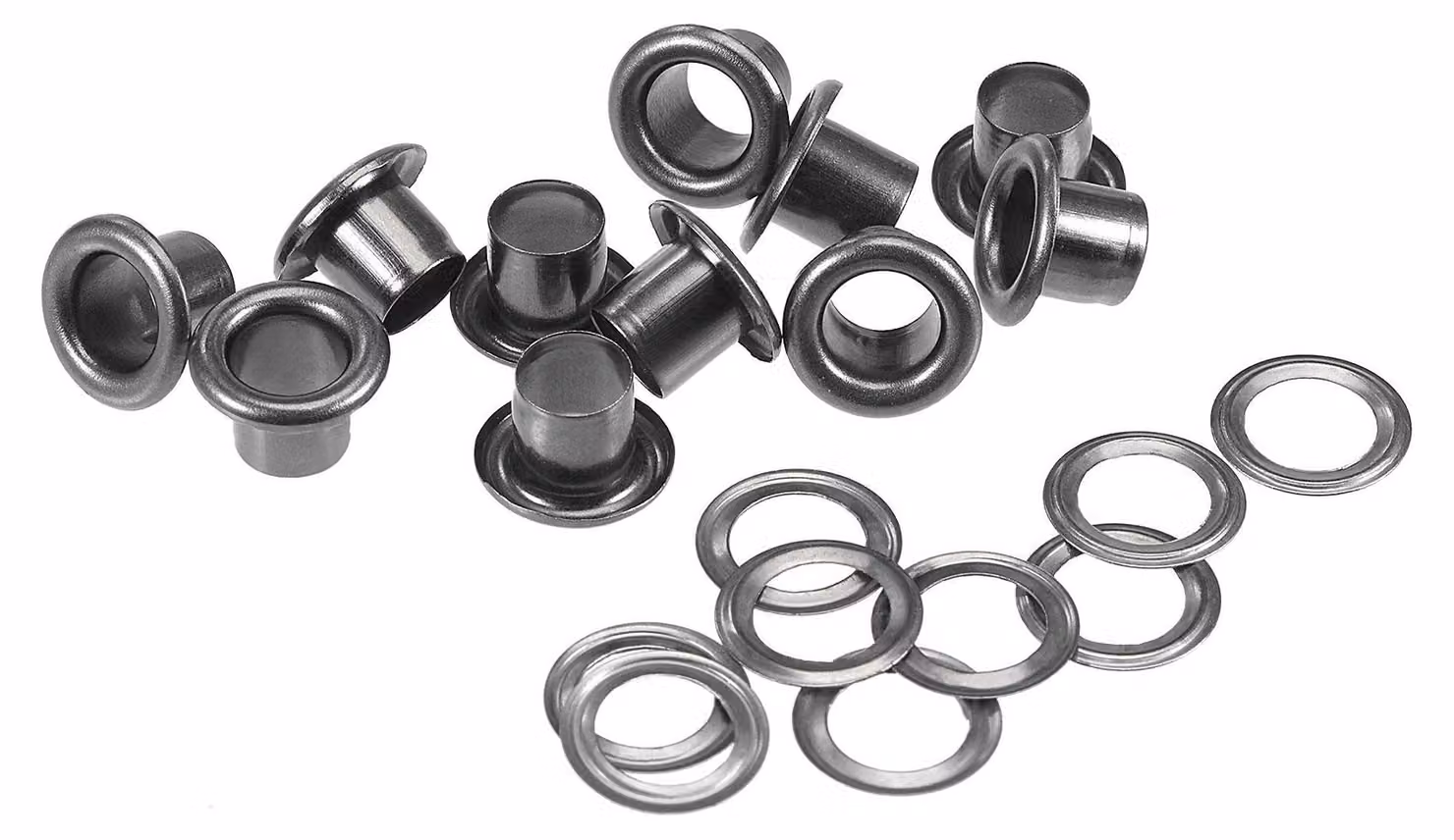 200 set di occhielli con rondelle, dimensioni 10,5x6x7 mm, in alluminio, colore nero