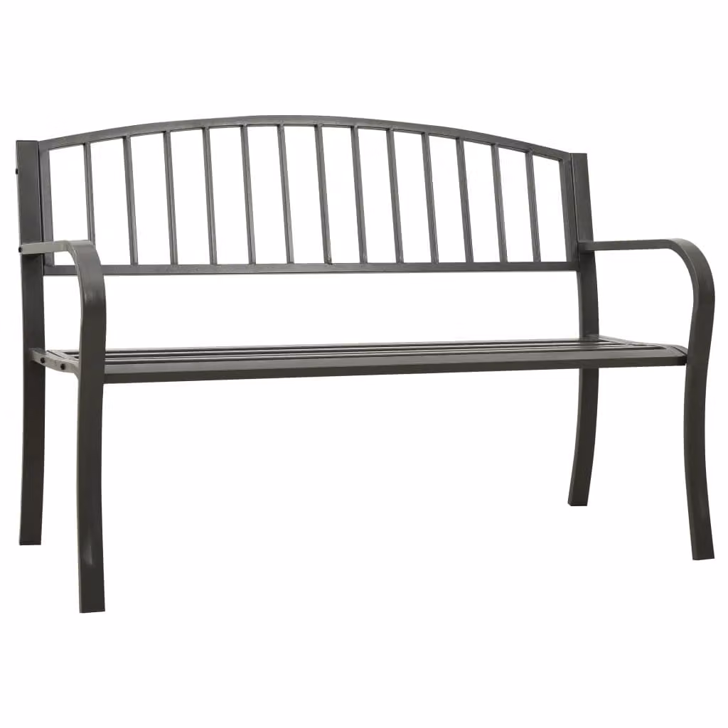 The Living Store Panca da giardino grigia 120 cm in acciaio