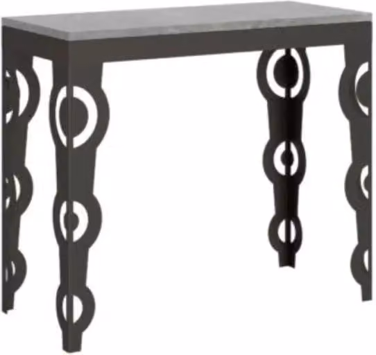 Consolle allungabile 90x40/300 cm Karamay Evolution cemento telaio e gambe antracite