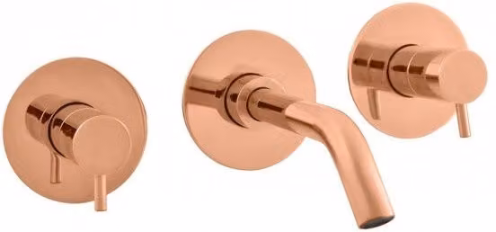 SEINA miscelatore lavabo a parete 3 fori in ottone oro rosa spazzolato