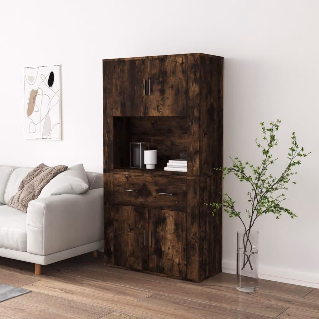 vidaXL Credenza in legno di quercia fumé
