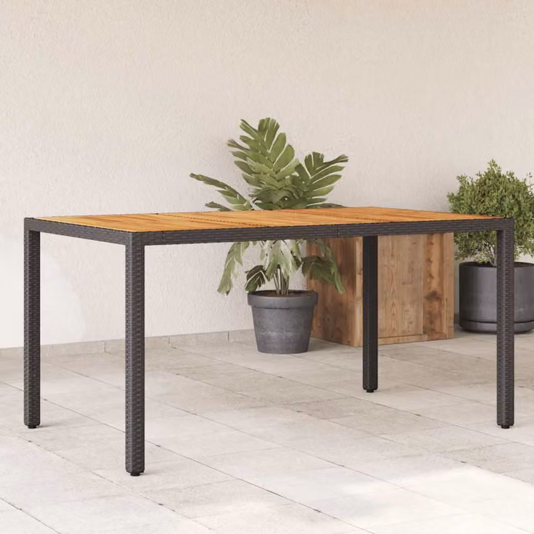 Tavolo da giardino vidaXL in polyrattan e legno di acacia nero e marrone L: 150 cm, P: 90 cm, H: 75 cm