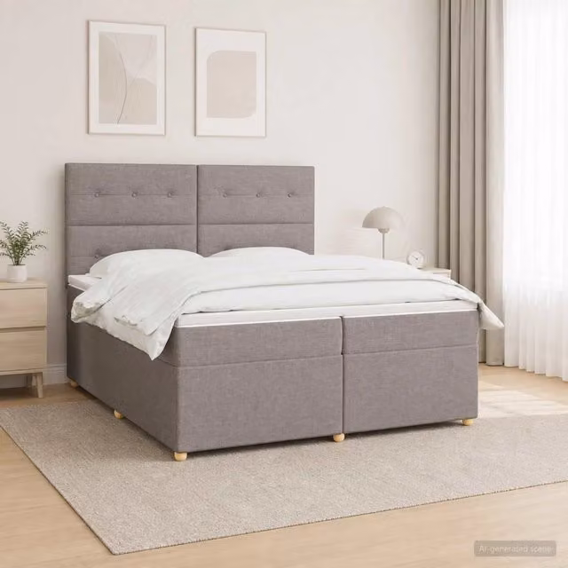 Letto box spring ibrido vidaXL con materasso a molle insacchettate e base contenitore, colore beige o grigio, L/P/H: 200 x 200 x 140,5 cm