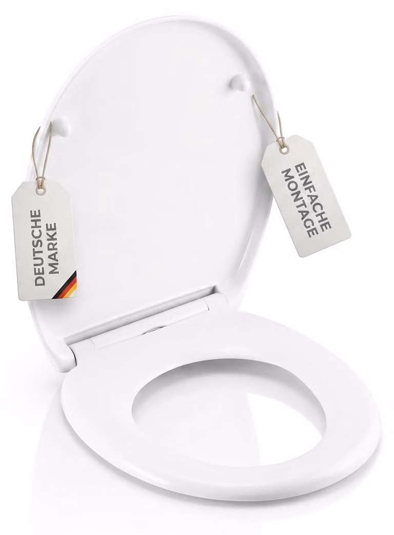 hausleben: Sedile per WC con sistema di chiusura automatica, realizzato in Duroplast. Coperchio del WC rimovibile con sistema di chiusura morbida e sgancio rapido. Antibatterico, resistente fino a 250 kg, forma ovale, colore bianco (confezione da 1)