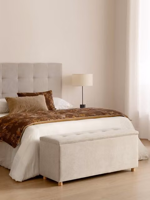 Panca rivestita con contenitore Sense capitonné beige Kenay Home