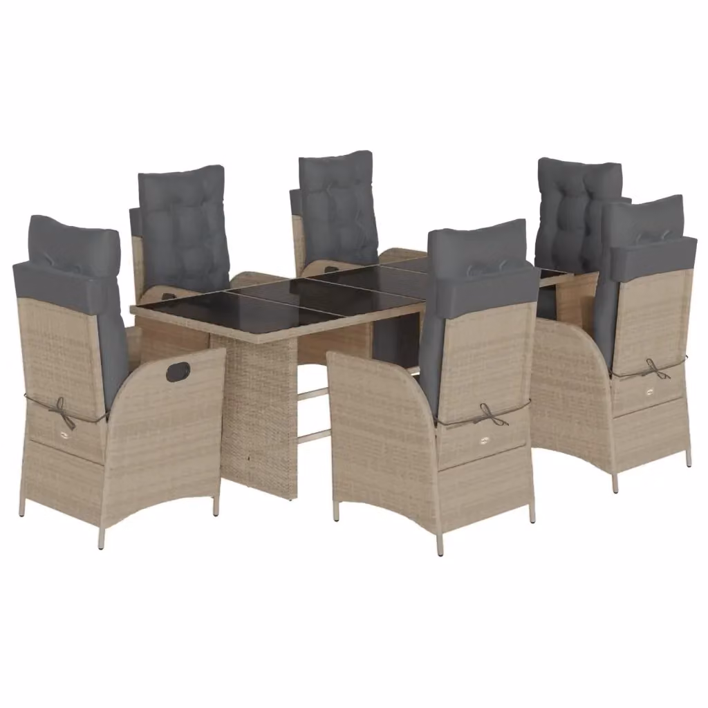 Set da Pranzo da Giardino vidaXL in Polyrattan e Vetro con 7 Pezzi Grigio Antracite – 2
