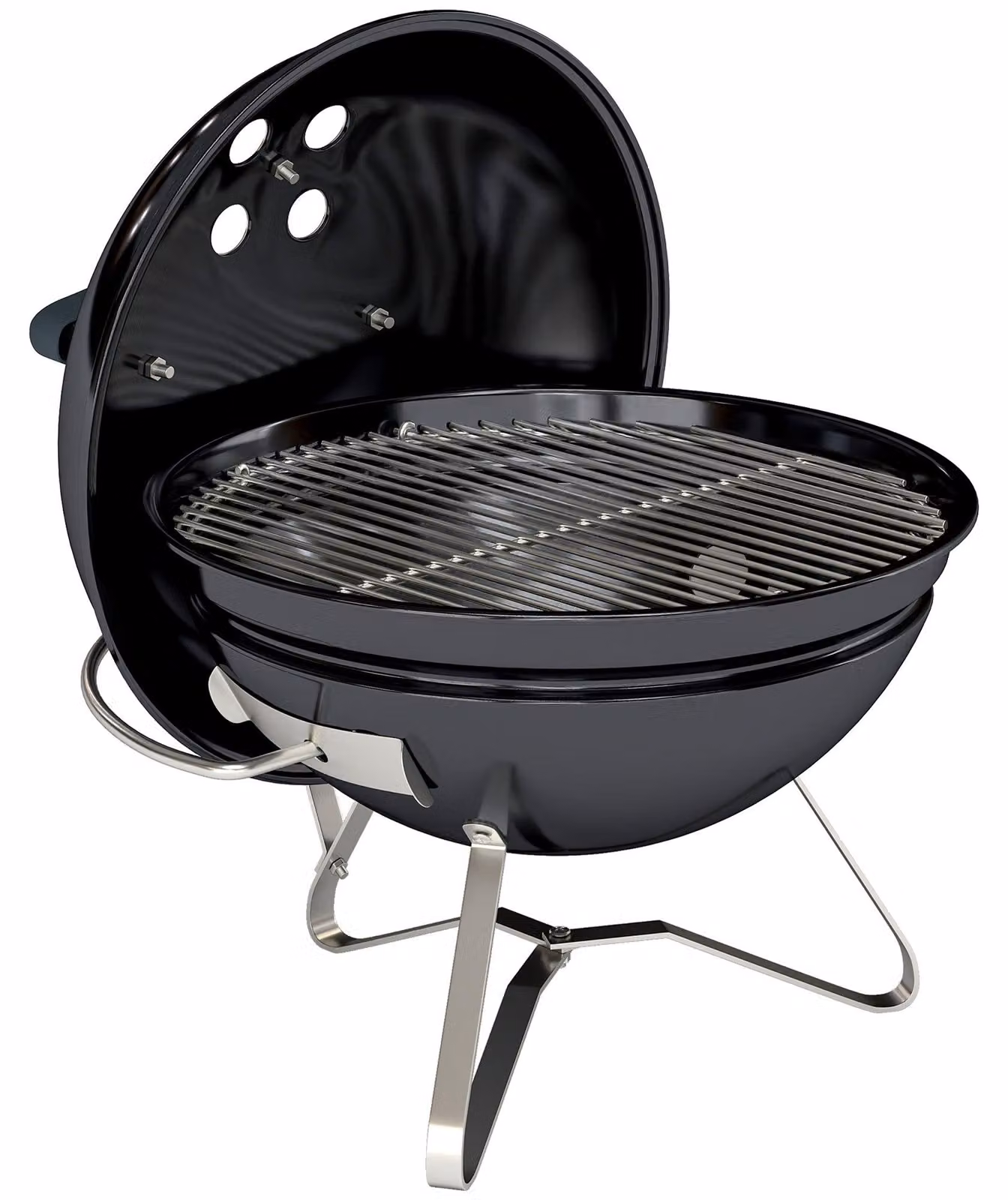 Barbecue a carbone portatile a forma di sfera, con coperchio – Colore: nero – Dimensioni: 41x41x44 cm