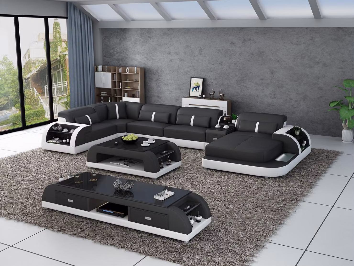 Moderne Designer Ecksofa U-Form Wohnlandschaft Couch Sofas Polster Ecke Sofa
