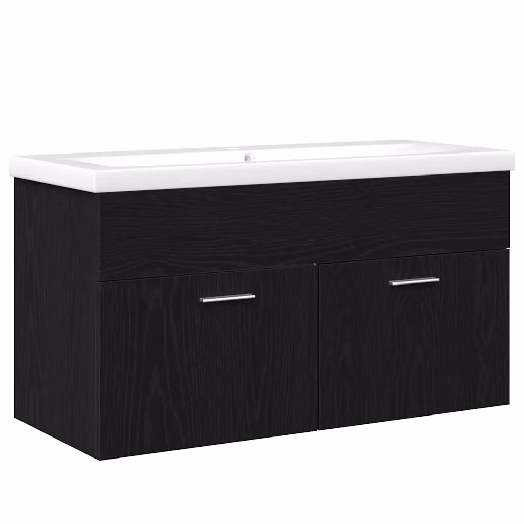 Mobile da bagno sospeso vidaXL nero con ante a battente L: 90 cm, P: 38,5 cm, H: 46 cm – 2
