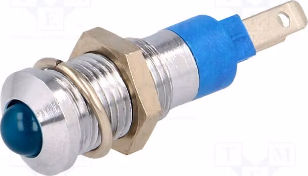 1 x Indicatore luminoso: LED, grado di protezione IP40, apertura: Ø 8,2 mm, 24÷28 VDC, convesso, metallo, modello SMQD08414, LED