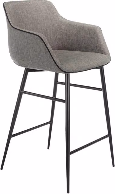 Sgabello moderno Angel Cerdá in tessuto grigio con struttura in metallo nero