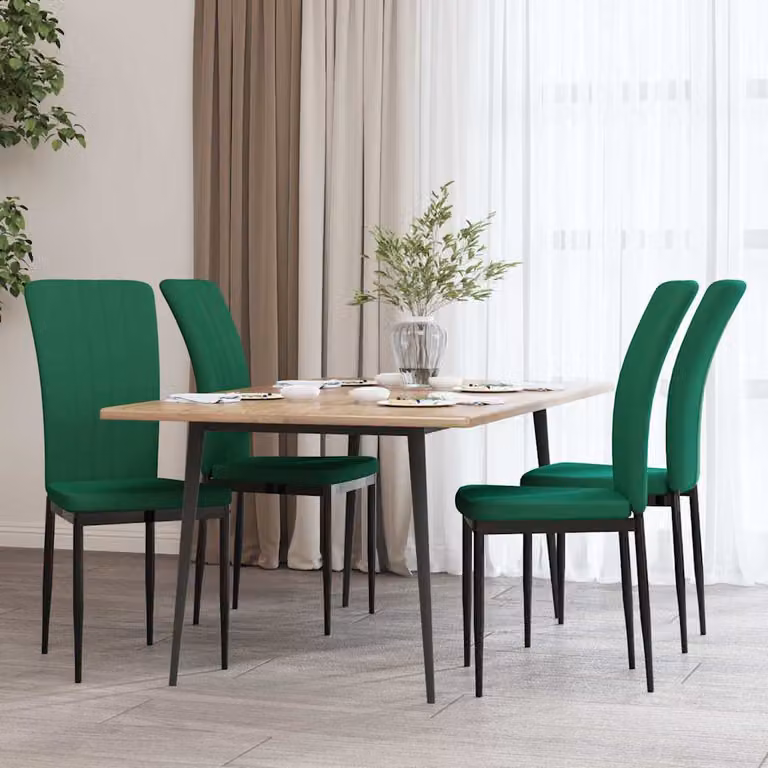 Set di 4 sedie da pranzo vidaXL in velluto verde con struttura moderna per soggiorno e cucina