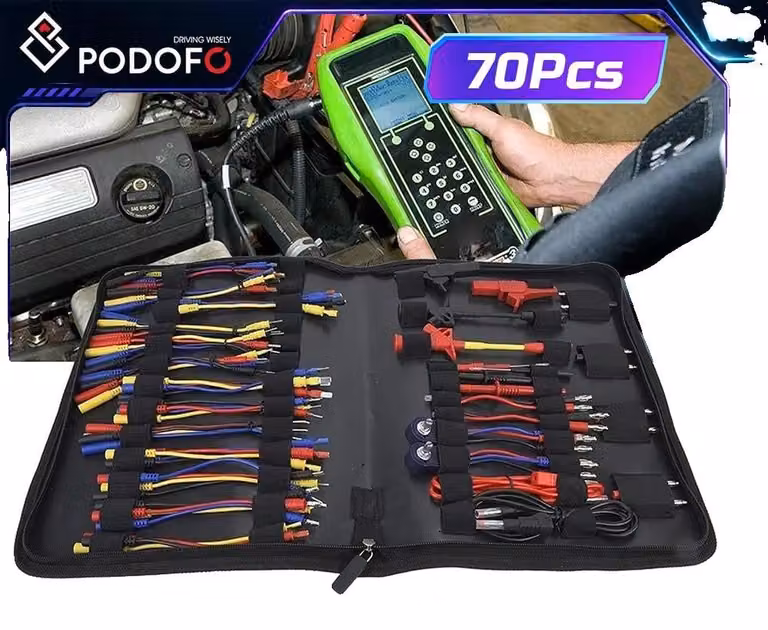 Kit di cavi di prova per multimetro, 70 pezzi, lunghezza 1 metro, capacità di corrente fino a 10A, , diverse dimensioni di connettori a banana