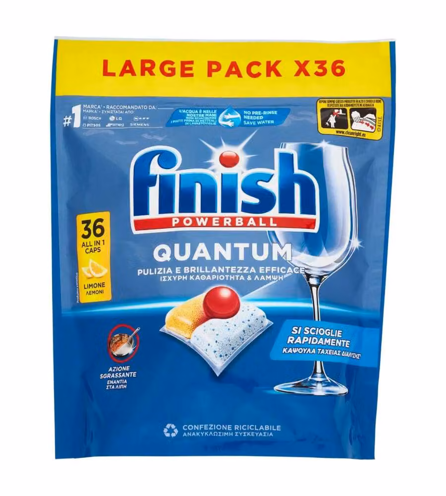 Finish Detersivo Lavastoviglie Quantum Limone 36 Pastiglie - 375 g