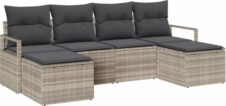 Set di divani 6 pcs Grigio chiaro polyrattan