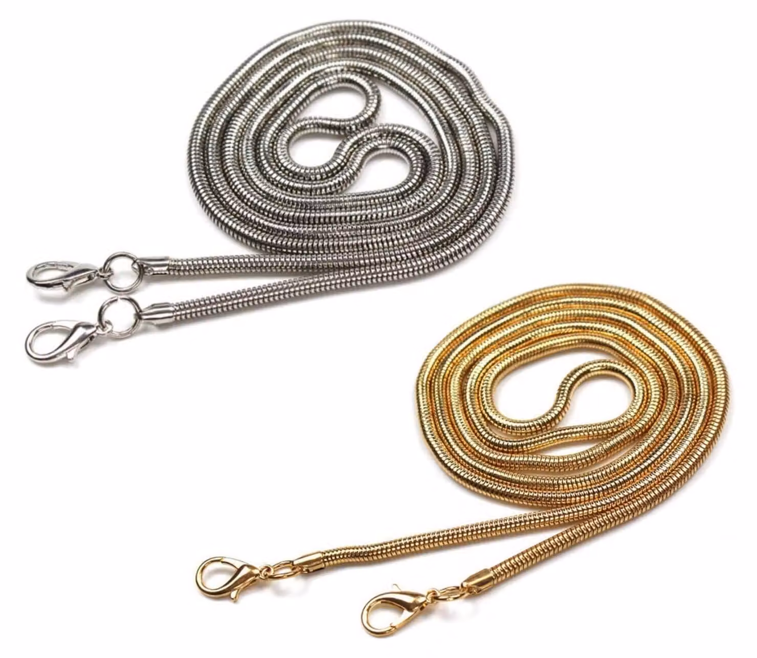 Catene portachiavi, confezione da 2, lunghezza 110 cm, metallo, argento e oro chiaro