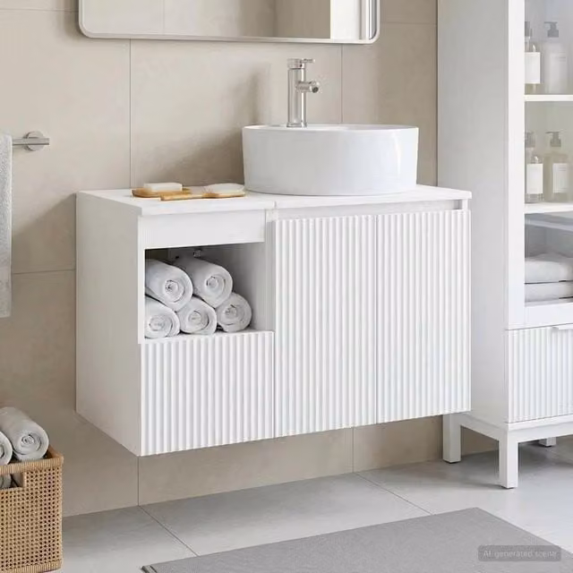 Set di mobili per il bagno 2 pz Bianco Legno ingegnerizzato 3404074