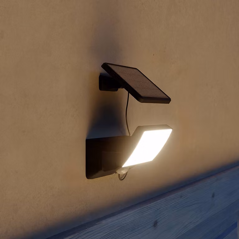 Philips Lampada da parete solare a LED Fyns, nera, con sensore, IP44 Fyns, Nero, Plastica, Applique da esterni