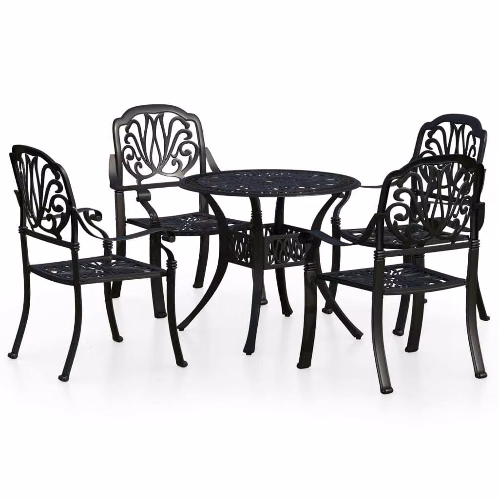 Set da Bistrot 5 pz in Alluminio Pressofuso Nero