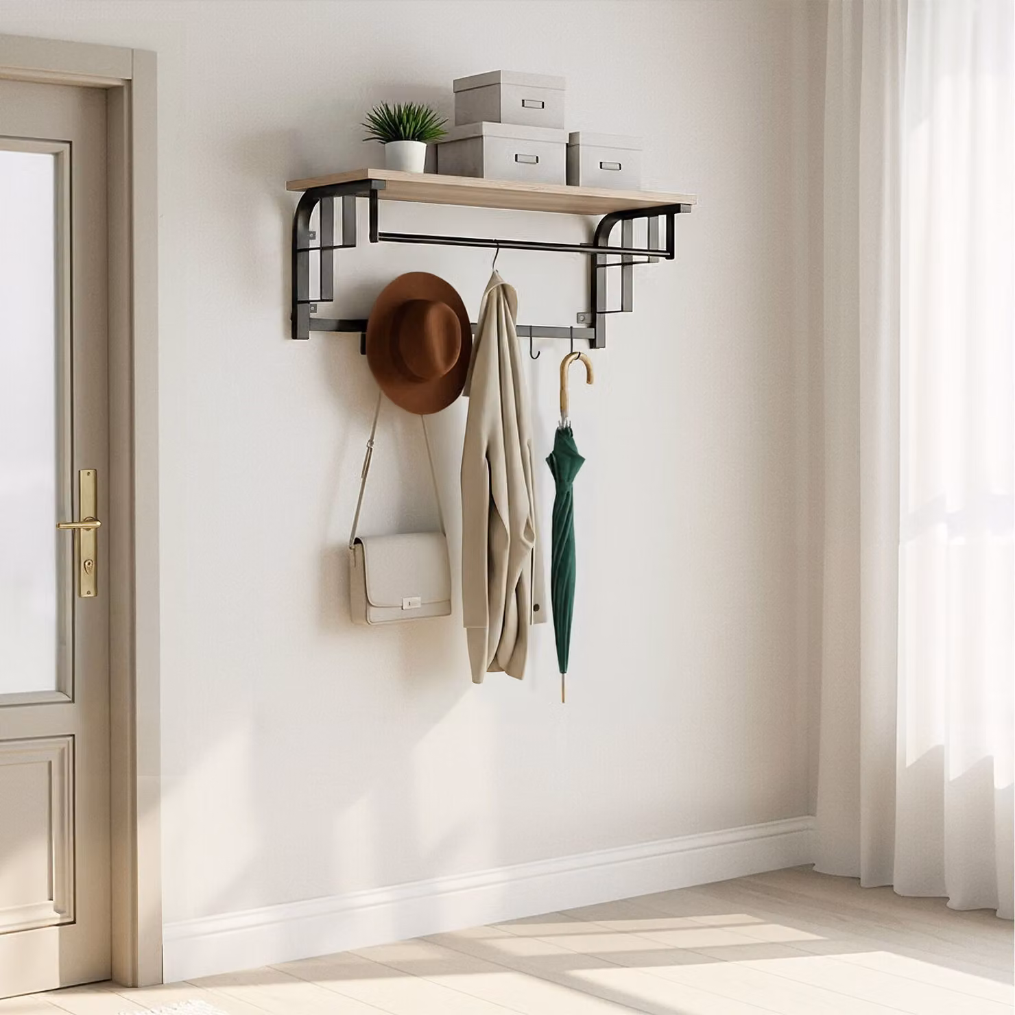 Armadio pensile industriale TecTake GmbH in rovere con finitura opaca marrone – 1
