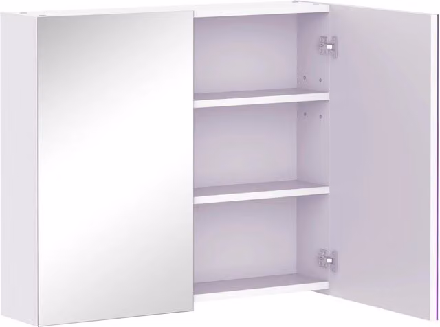 Mobile da bagno a parete Xylo bianco con specchio e ripiani regolabili L 70 cm, P 60 cm, H 15 cm