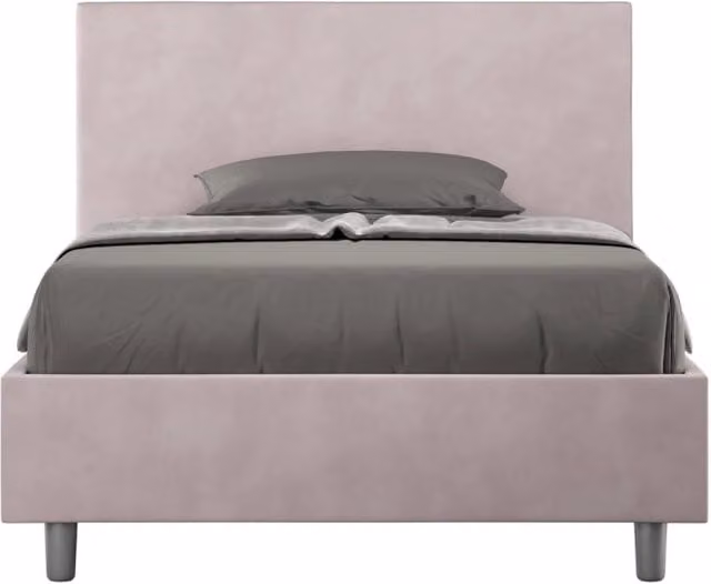 Letto una piazza e mezza senza rete imbottito 110x210 microfibra glicine Adele