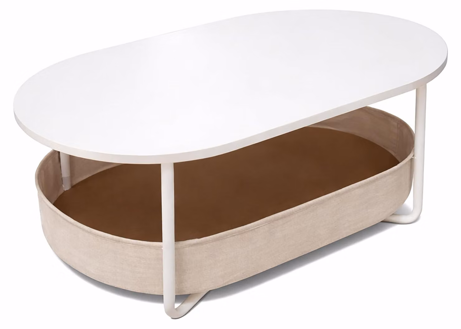 Solidchoice - Tavolino ovale con cesto removibile per riporre oggetti