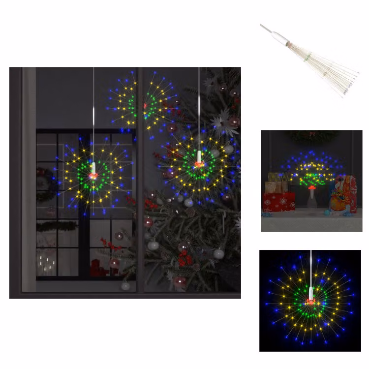 vidaXL Fuochi d'artificio decorazione natalizia multicolore 20 cm 140 LED - Illuminazione natalizia