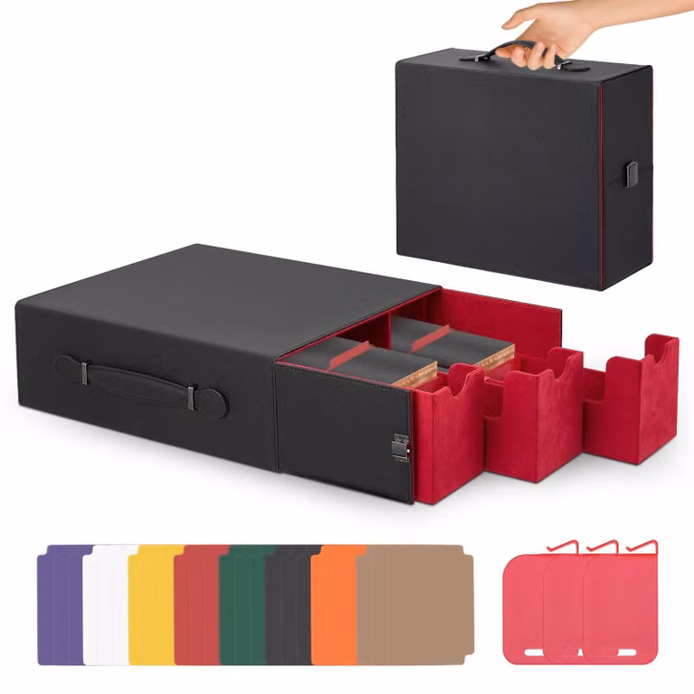 Scatola porta carte da collezione/TCG - Scatola per carte - Capacità: oltre 2400 carte - Tessuto non tessuto - Riutilizzabile - Nero