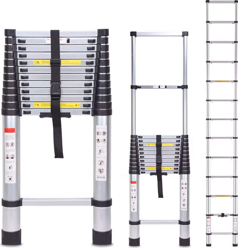 Scala telescopica professionale Jayseuw 5M in alluminio 150kg di portata scala multiuso piedini in gomma antiscivolo