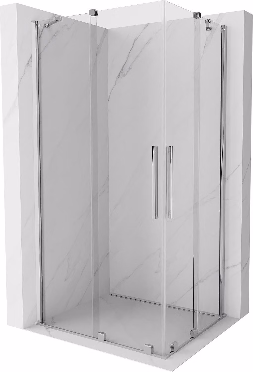 Mexen Velar Duo cabina doccia scorrevole 90 x 80 cm, trasparente, cromo - 871-090-080-02-01
