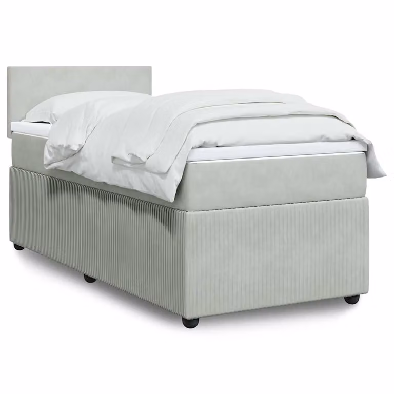 vidaXL Giroletto a Molle con Materasso in Velluto Grigio Chiaro, L/P/H: 90 x 190 cm