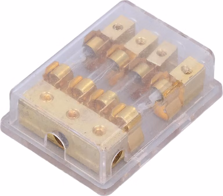 Blocco di distribuzione di potenza, splitter audio per auto, 1 ingresso, 4 uscite, distributore di messa a terra, portafusibili, 60 A