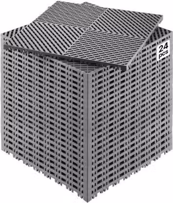 Set di 24 Tappetini di Drenaggio ad Incastro VEVOR Grigio Antiscivolo per Doccia, Garage o Cucina, Dimensioni: 41,5 x 41,5 cm