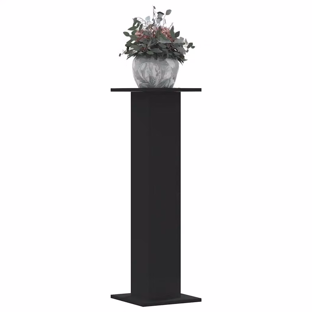 Set di 2 supporti per piante vidaXL in legno multistrato nero, L/P/H: 30 x 30 x 95 cm