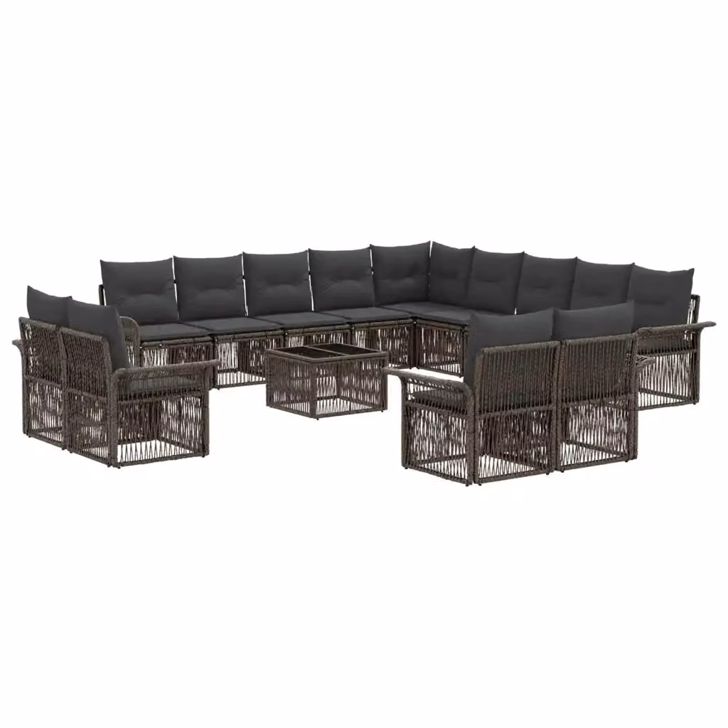 Set Divano da Giardino a Forma a U vidaXL in Polyrattan Grigio e Antracite con Tavolino e Cuscini – 2