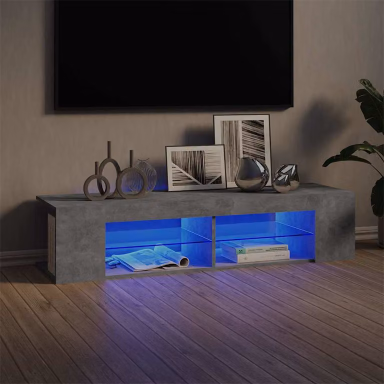 vidaXL Mobile Porta TV Moderno con Luci LED Integrate Grigio Cemento L: 135 cm, P: 39 cm, H: 30 cm