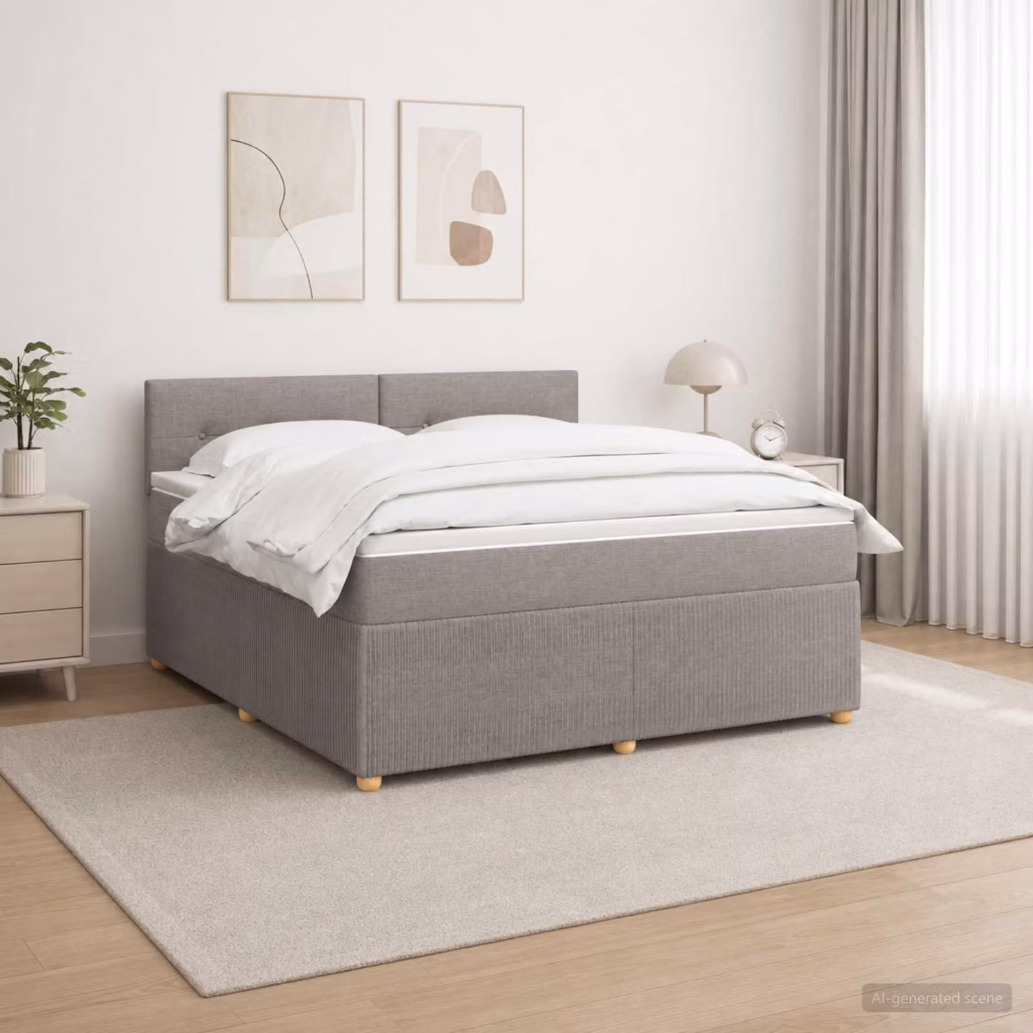 Maison Exclusive - Letto boxspring con materasso Taupe 140 x 200 cm Tessuto