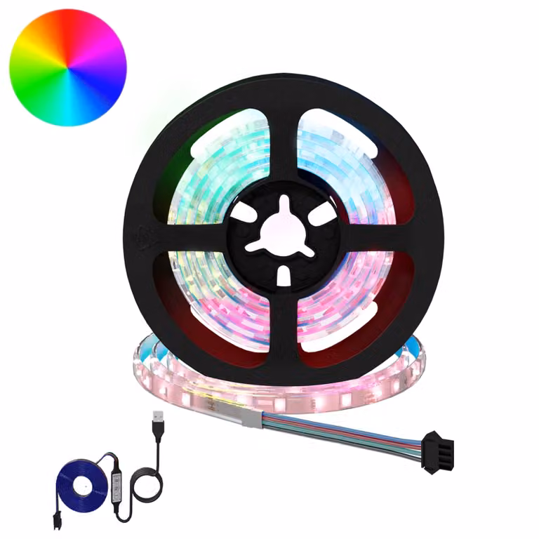 Set di 12 strisce LED RGB vidaXL, multicolore con finitura nera e trasparente, connettore USB