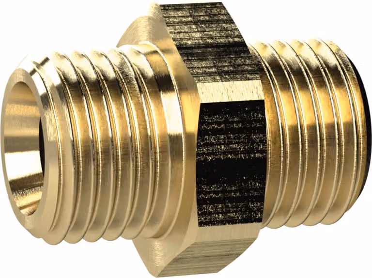 Nipplo Riegler a doppia filettatura, cilindrico, G 1 1/4 a., G 1/2 a., SW 50, MS