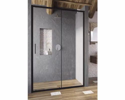 Porta doccia per nicchia Porta doccia per schermo doccia RAVAK BLSDP2 - 120 Blix Slim 120 cm colore telaio nero decoro vetro chiaro X0PMG0300Z1