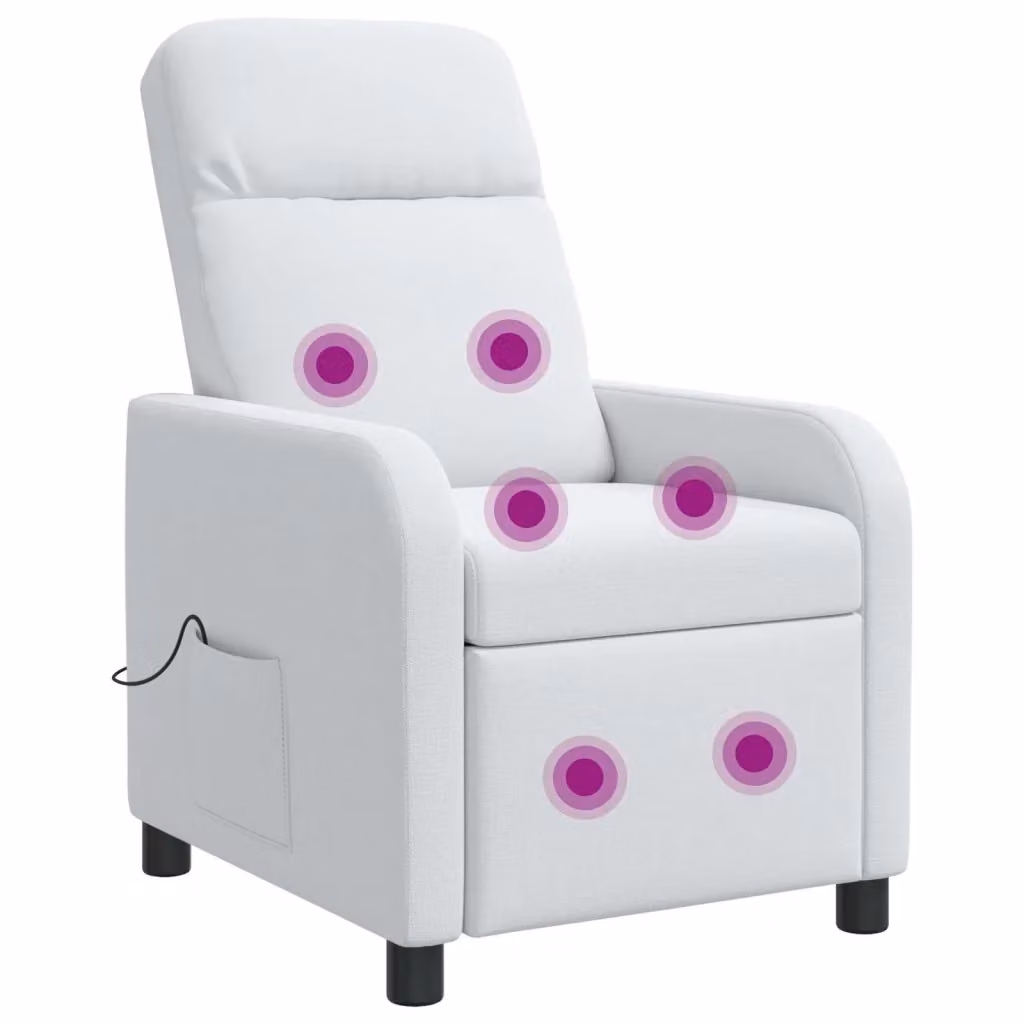 Poltrona Relax Recliner Moderna in Tessuto Bianco con Braccioli per Soggiorno e Home Office – 2