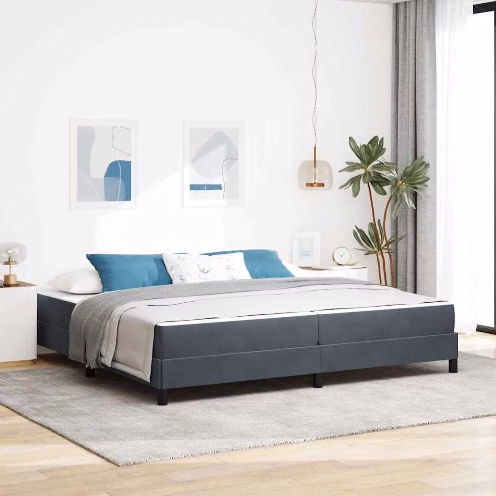 Maison Exclusive - Letto boxspring con materasso grigio scuro 200 x 200 cm Tessuto