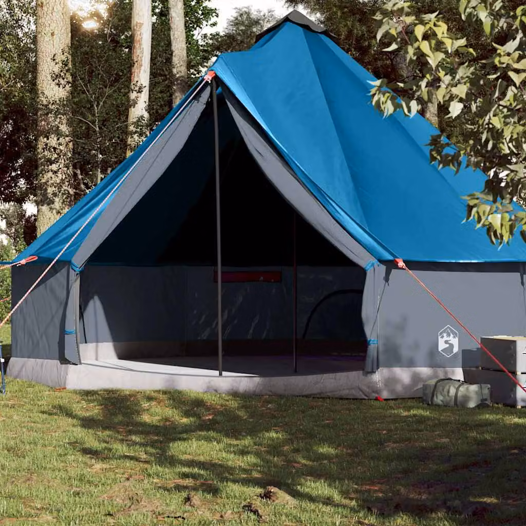Tenda da campeggio familiare vidaXL per 10 persone, impermeabile, blu