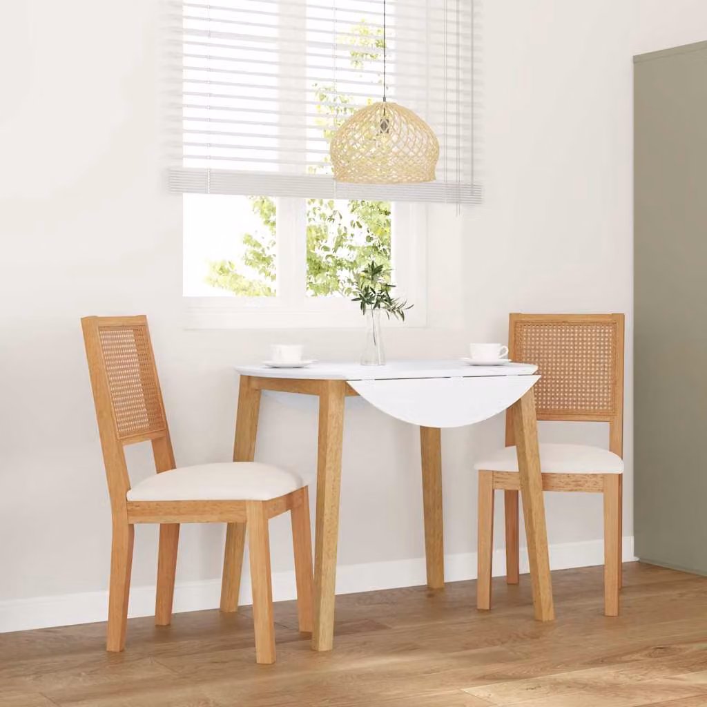 Set di 2 sedie da pranzo moderne vidaXL in legno massello di Hevea con cuscini in tessuto beige, marrone o bianco