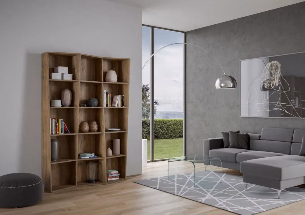 Libreria Moderna Trek con 5 Ripiani e 3 Elementi in Legno Marrone di GIORDANOSHOP L/P/H: 137 x 35 x 200 cm – 2