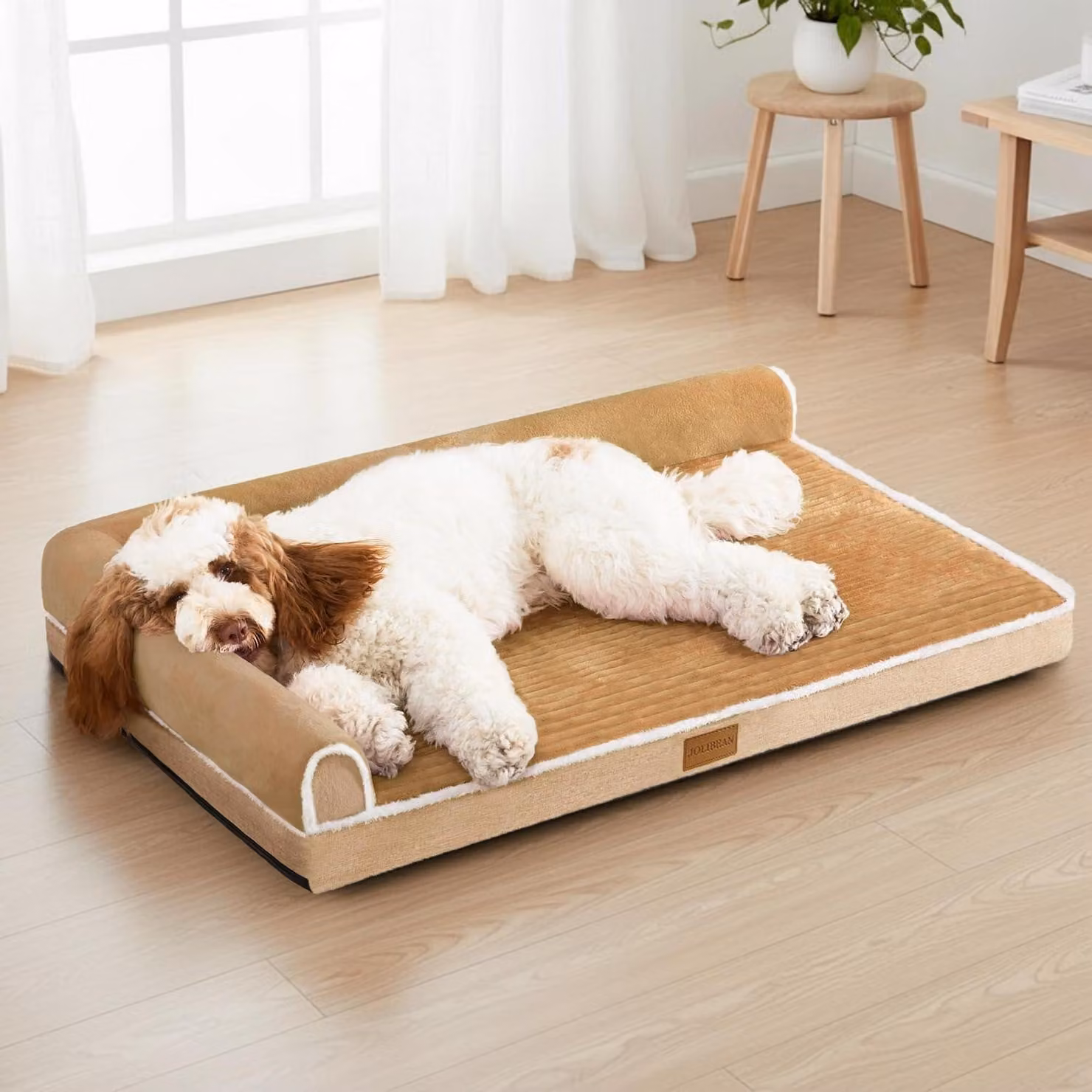 Cuccia ortopedica per cani, taglia XXL, 122x76 cm, color marrone, con rivestimento removibile