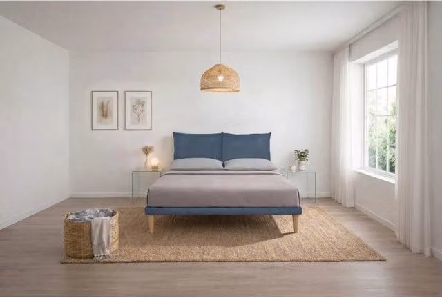 Letto imbottito Matrimoniale 160x190 cm Soft - Con rete,Microfibra,Blu
