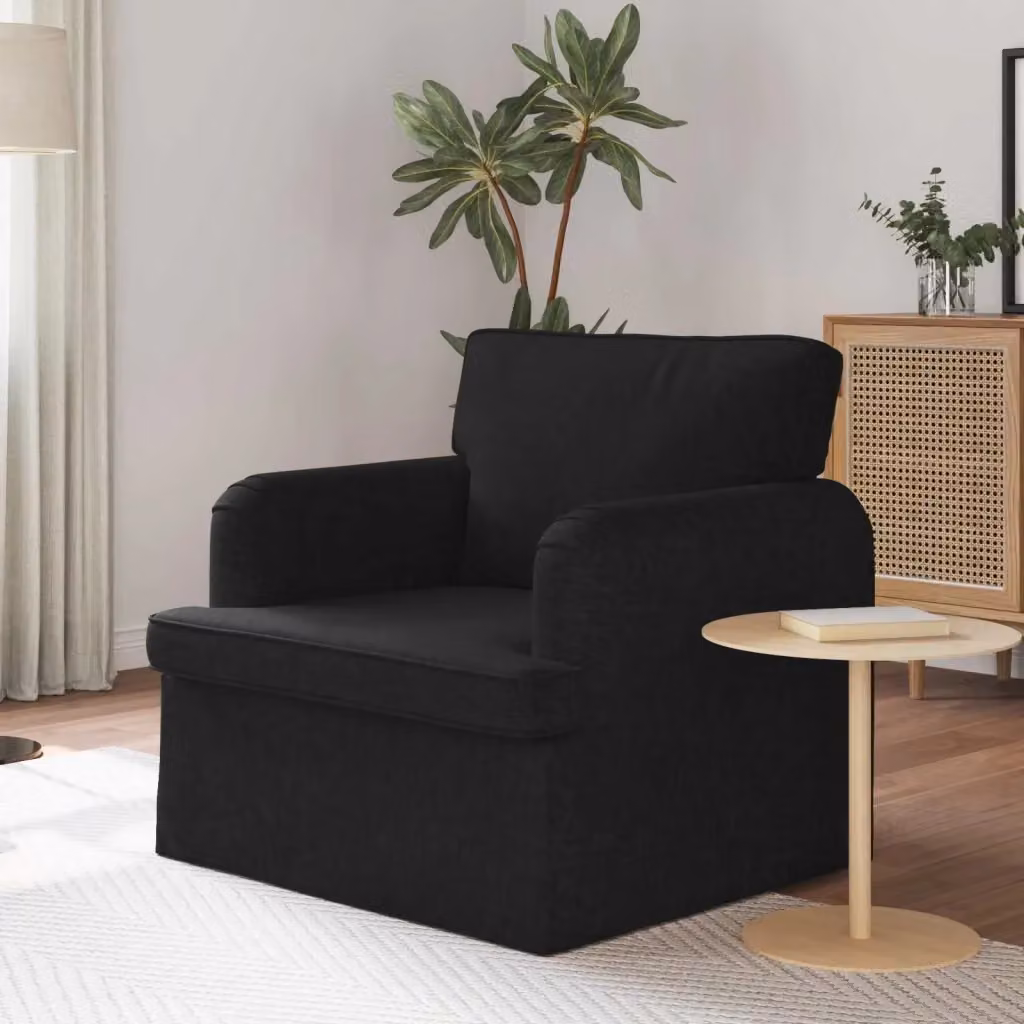 Divano da soggiorno Design In nero con rivestimento in tessuto e coperture rimovibili L: 84 cm, P: 80 cm, H: 85 cm – 2
