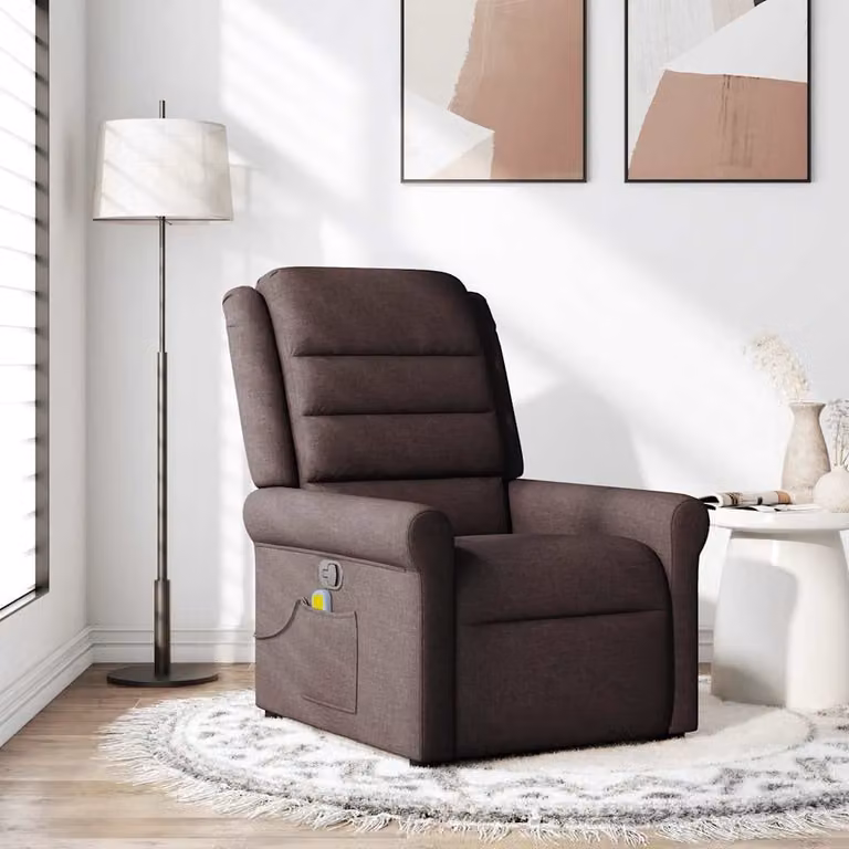 vidaXL Poltrona Reclinabile Relax in Tessuto Marrone con Braccioli L 91.5 x P 73 cm x H 102.5 cm